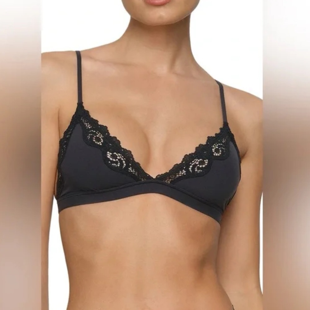 SKIMS Black Lace Trim Bralette
